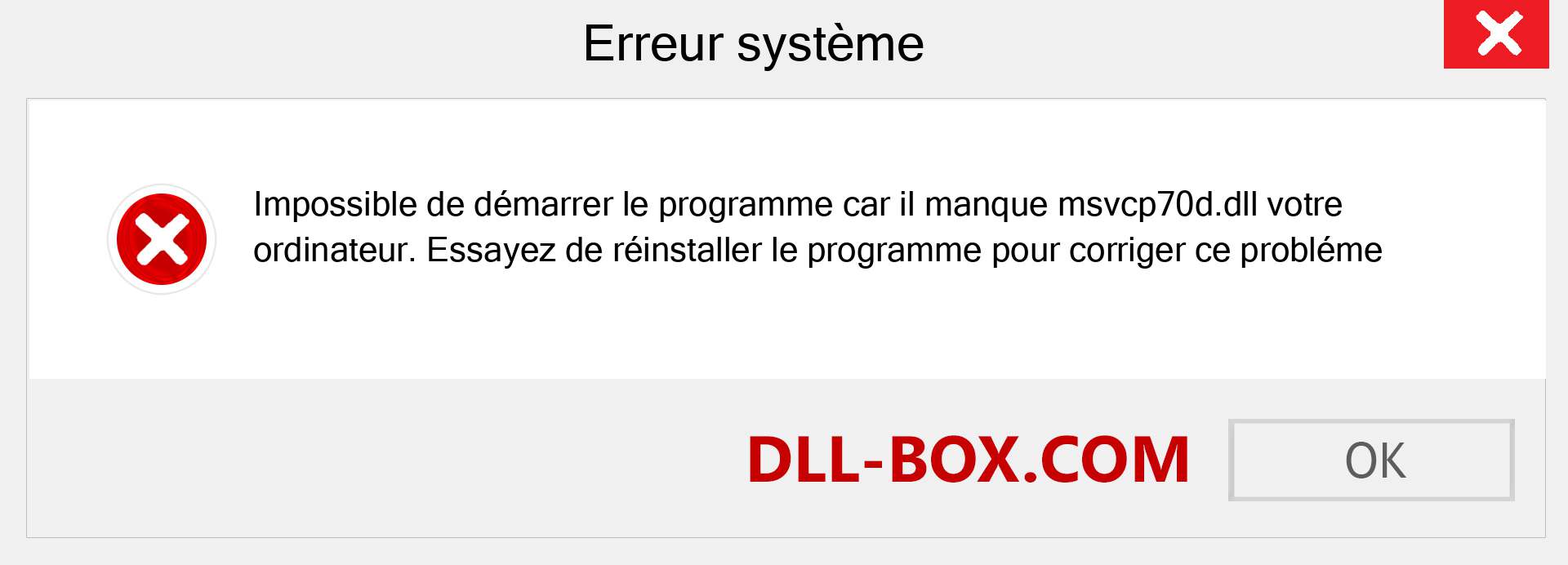 Le fichier msvcp70d.dll est manquant ?. Télécharger pour Windows 7, 8, 10 - Correction de l'erreur manquante msvcp70d dll sur Windows, photos, images